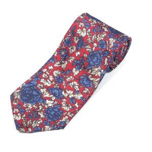 BOTANY 500 Classic Floral Blue Red Garden Men's Silk Neck Tie